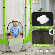 Green 4.6ft Toddler Trampoline with Safety Net for Ages 3 to 6 Indoor Outdoor Play by Outsunny AOSOM