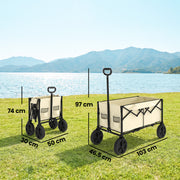 Folding Festival Trolley for Easy Transport of Camping Gear and Garden Tools Khaki Outsunny