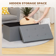 Foldable Storage Ottoman Bench With 89L Capacity Ideal For Bedroom Or Hallway Grey
