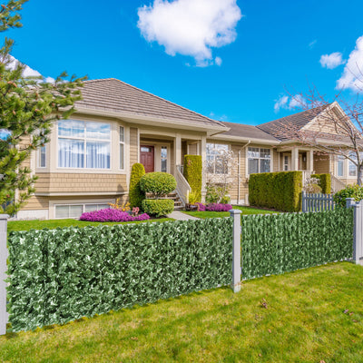 Dark Green 2 Piece Artificial Leaf Hedge Screen For Garden Privacy And Outdoor Decor
