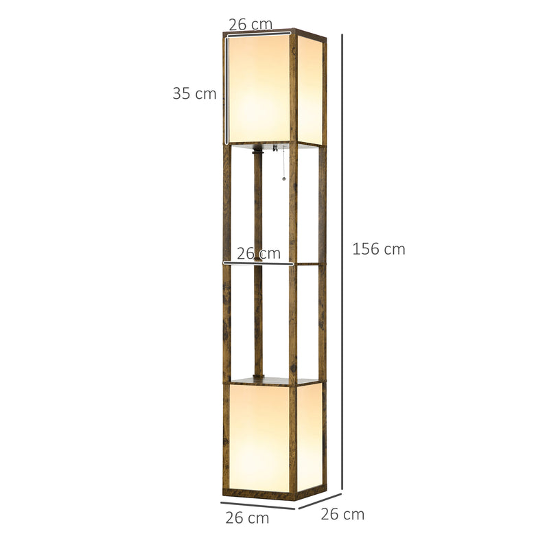 Modern Shelf Floor Lamp with Dual Light Ideal for Living Room or Bedroom Use, Brown