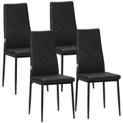 Set of 4 Black Faux Leather Dining Chairs with Padded Seats for Kitchen or Dining Room by HOMCOM