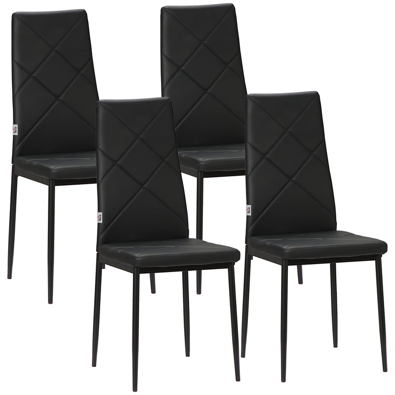 Set of 4 Black Faux Leather Dining Chairs with Padded Seats for Kitchen or Dining Room by HOMCOM