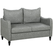 Two Seater Grey Faux Leather Sofa With Marble Effect Ideal For Living Rooms 