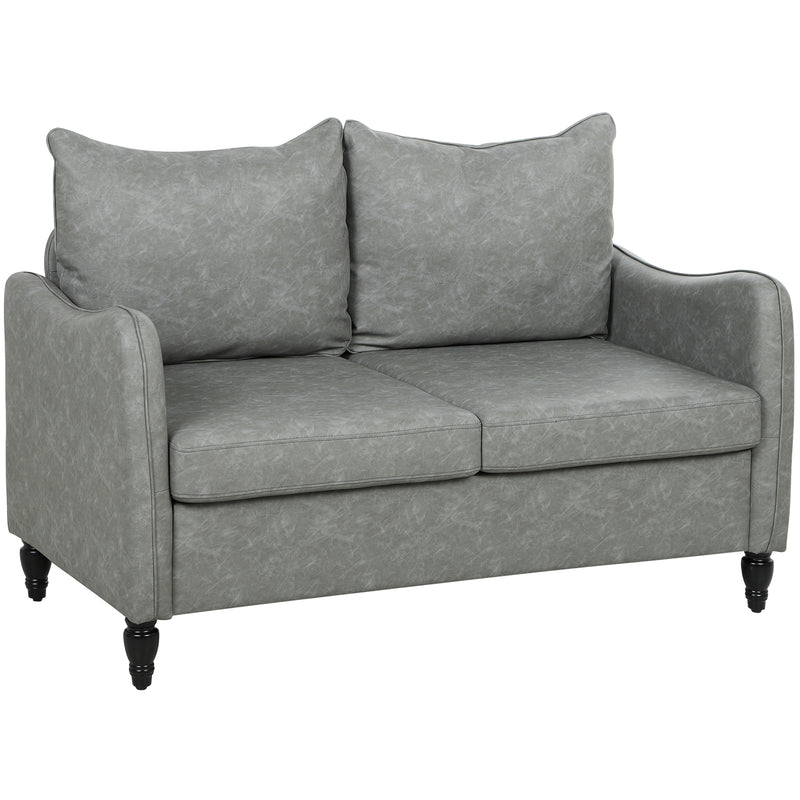 Two Seater Grey Faux Leather Sofa With Marble Effect Ideal For Living Rooms 