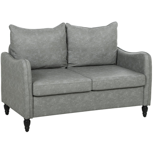 Two Seater Grey Faux Leather Sofa With Marble Effect Ideal For Living Rooms 