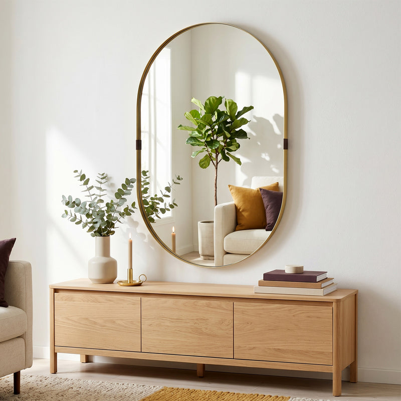 Wall Mirror with Deep Frame for Brightening Hallways or Living Rooms Gold Homcom
