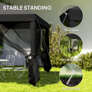 Black 3 x 3m Pop Up Gazebo with Mesh Sidewalls and Carry Bag for Garden and Outdoor by Outsunny