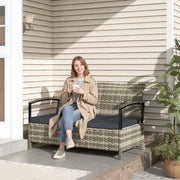 Garden Storage Bench with 125L Hidden Compartment and Padded Seat for Two Dark Grey Outsunny
