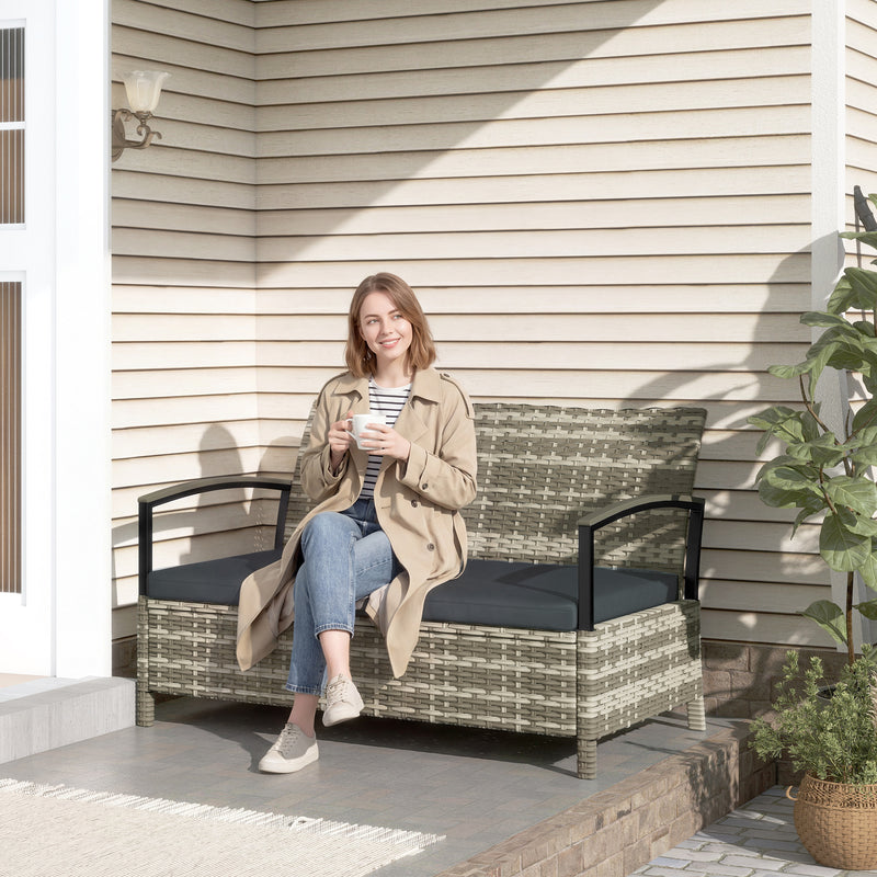 Garden Storage Bench with 125L Hidden Compartment and Padded Seat for Two Dark Grey Outsunny