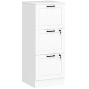 3 Drawer Filing Cabinet with Lock and Adjustable File Rails for Home Office Storage White