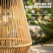 Outdoor Rattan Solar Lanterns Set of 2 for Easy Warm Garden Lighting Brown Outsunny