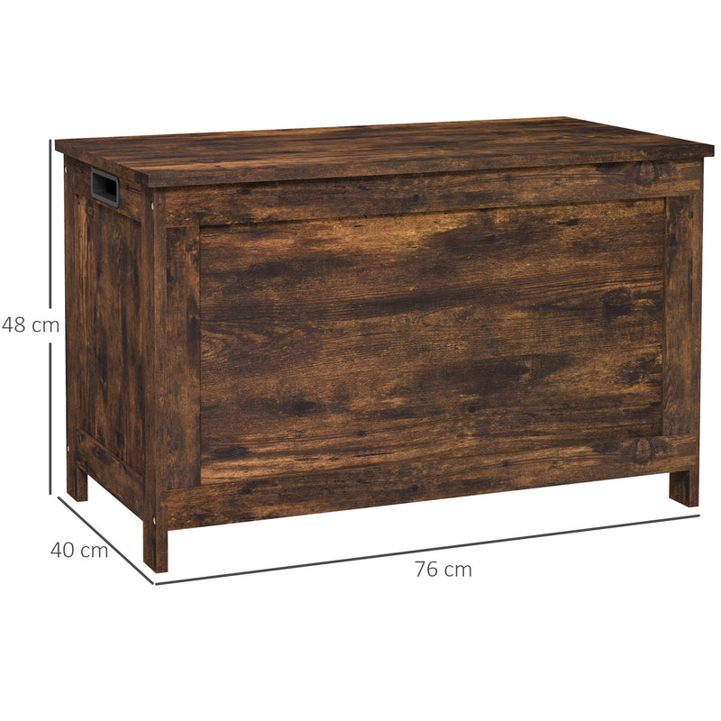 Rustic Brown Wooden Storage Chest with Safety Hinges and Cut Out Handles