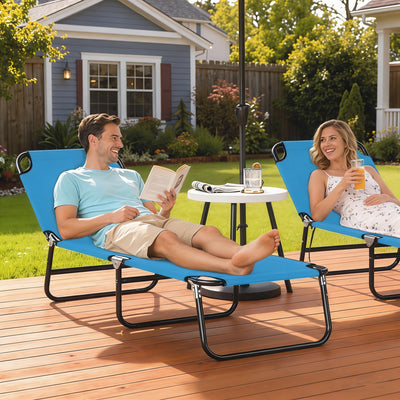 Folding Sun Lounger Set of 2 for Garden or Beach with Adjustable Backrest, Sky Blue Outsunny