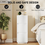 Slim Bedside Table With Open Shelf and Drawers Ideal for Small Bedrooms White AOSOM