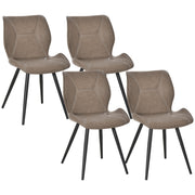 Set of 4 Racing Style Dining Chairs with Ergonomic Back and Steel Legs for Home Brown AOSOM
