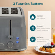 4 Slice Toaster with Dual Controls for Easy Family Breakfasts Grey AOSOM