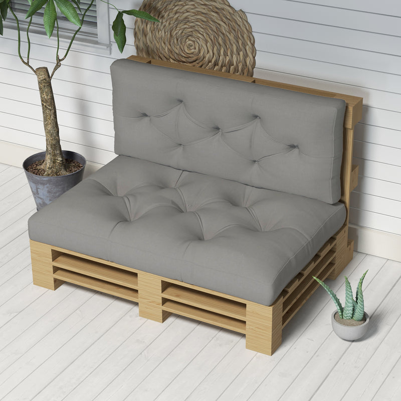 Light Grey Padded Pallet Cushion Set for Garden Seating Comfort and Outdoor Use