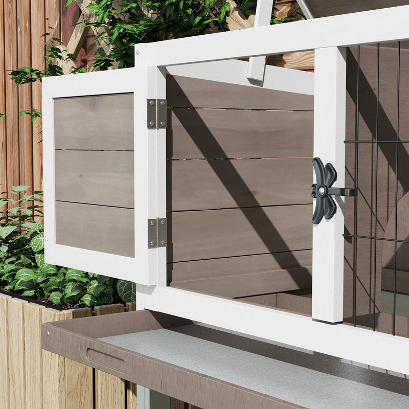 Wooden Guinea Pig Hutch With Slide Out Tray And Open Roof For Small Pets Brown