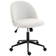 Teddy Fleece Swivel Office Chair With Wheels And Adjustable Height For Home Cream White AOSOM