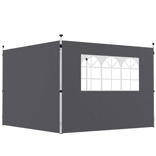 Dark Grey 3m Gazebo Replacement Side Wall Panels With Window by Outsunny
