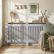 Radiator Cover with Shelf for Extra Storage and Safety Slatted Front Grey Homcom