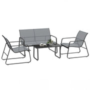 4 Piece Garden Furniture Set Light Grey Patio Sofa Set With Glass Table by Outsunny