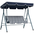 Blue 3 Seater Garden Swing Chair with Adjustable Canopy and Cushions for Outdoor Relaxing