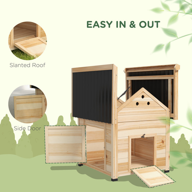 Wooden Duck House with Double Doors Openable Roof Ventilation Holes Removable Base by PawHut