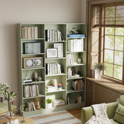 Slim Bookcase with Adjustable Shelves for Small Spaces and Hallways in Light Green by Homcom