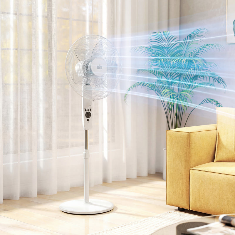 Pedestal Fan with Remote Control and Quiet Sleep Mode for Bedrooms and Living Rooms White