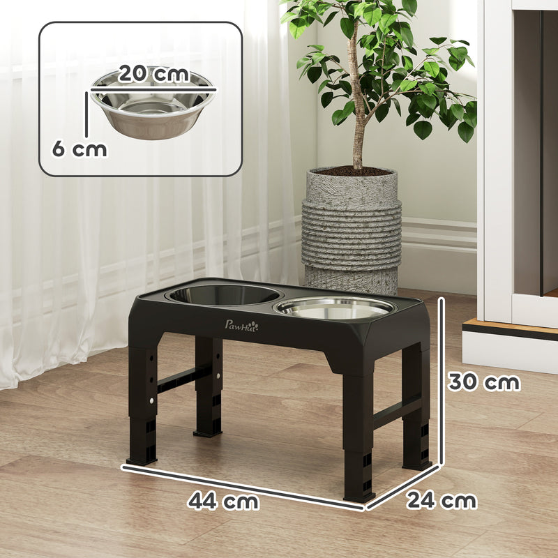 Foldable Elevated Dog Bowl Stand With Slow Feeder And 4 Heights For All Breeds Grey