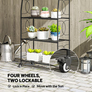 Mobile Plant Stand with 4 Shelves for Indoor or Outdoor Corner Storage Black Outsunny