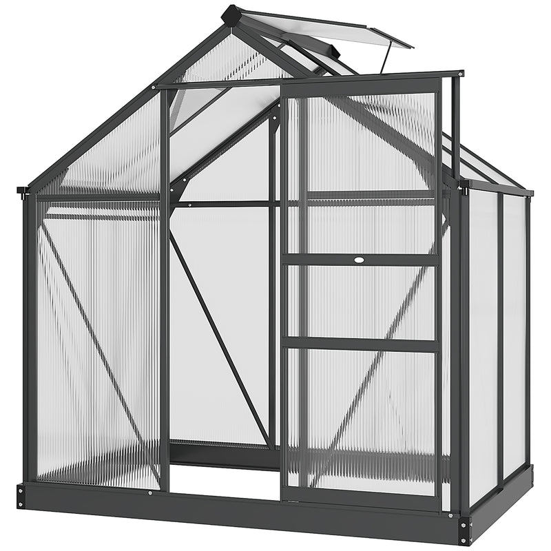 Large Walk In Polycarbonate Greenhouse With Sliding Door For Garden Plant Growth Grey