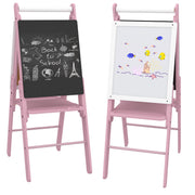 3 in 1 Kids Easel with Paper Roll and Adjustable Height Ideal for Drawing and Learning Pink AOSOM