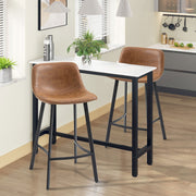 Set of 2 Upholstered Bar Stools with Backrest for Kitchen or Dining Room Brown