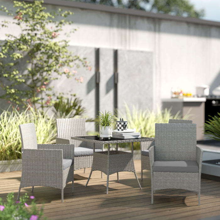 Five Piece Rattan Patio Dining Set Light Grey Garden Furniture by Outsunny