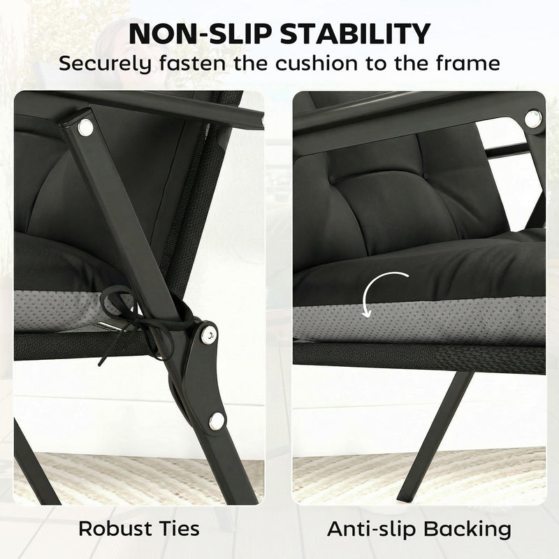 Garden Chair Cushion Set of 4 for Outdoor Comfort Water-Repellent and UV Resistant Black Outsunny