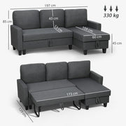 Three Seater Sofa Bed With Hidden Storage Ideal For Guest Rooms Or Lounges Charcoal Grey