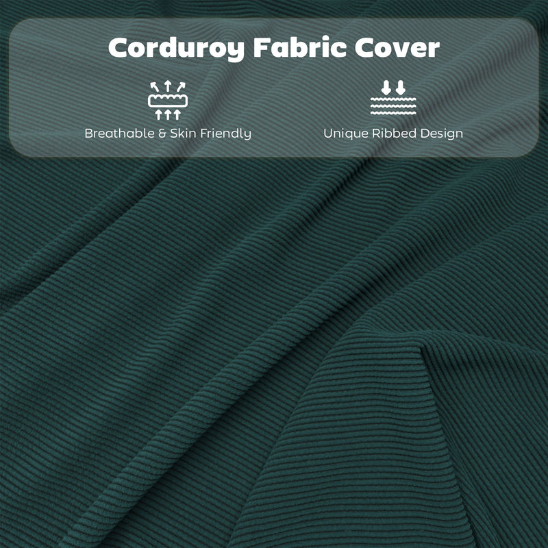 Set of Four Folding Corduroy Dining Chairs Ideal for Small Spaces and Extra Seating Blue