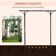 Metal Garden Arch with Trellis Sides for Climbing Plants and Outdoor Decor Dark Grey Outsunny