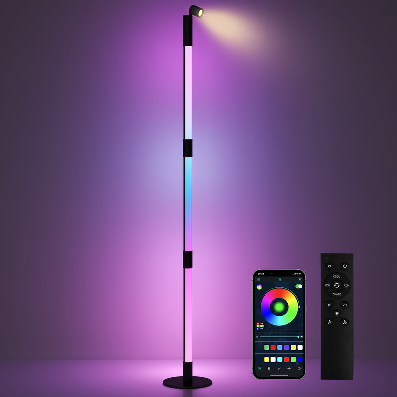 LED Floor Lamp with RGB, Remote Control and Music Sync for Living Room and Gaming by HOMCOM