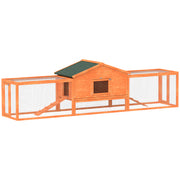 Wooden Rabbit Hutch with Run and Pull Out Tray for Outdoor Use with Ramps, Orange
