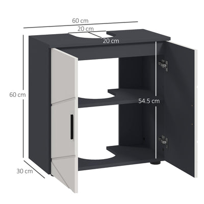 Pedestal Sink Bathroom Vanity Unit With Adjustable Shelf And U Shaped Cut Out, Light Grey AOSOM