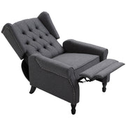 Wingback Recliner Armchair With Footrest and Button Tufted Back for Living Room Dark Grey