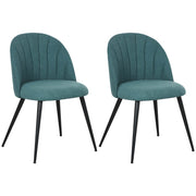 Green Velvet Dining Chairs Set of 2 with Metal Legs and Shell Backrest for Home