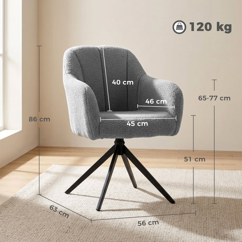 Swivel Accent Chair with Soft Padded Seat for Relaxing in Living Room Grey
