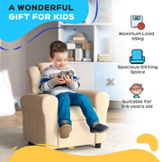Kids Recliner Chair PU Leather with Adjustable Backrest Footrest and Padded Headrest Beige by HOMCOM