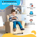 Kids Recliner Chair PU Leather with Adjustable Backrest Footrest and Padded Headrest Beige by HOMCOM