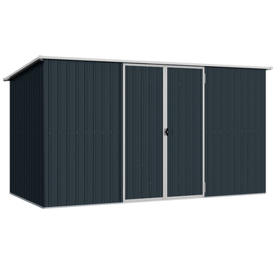 Large Metal Garden Storage Shed with Lockable Doors for Tools and Equipment Grey